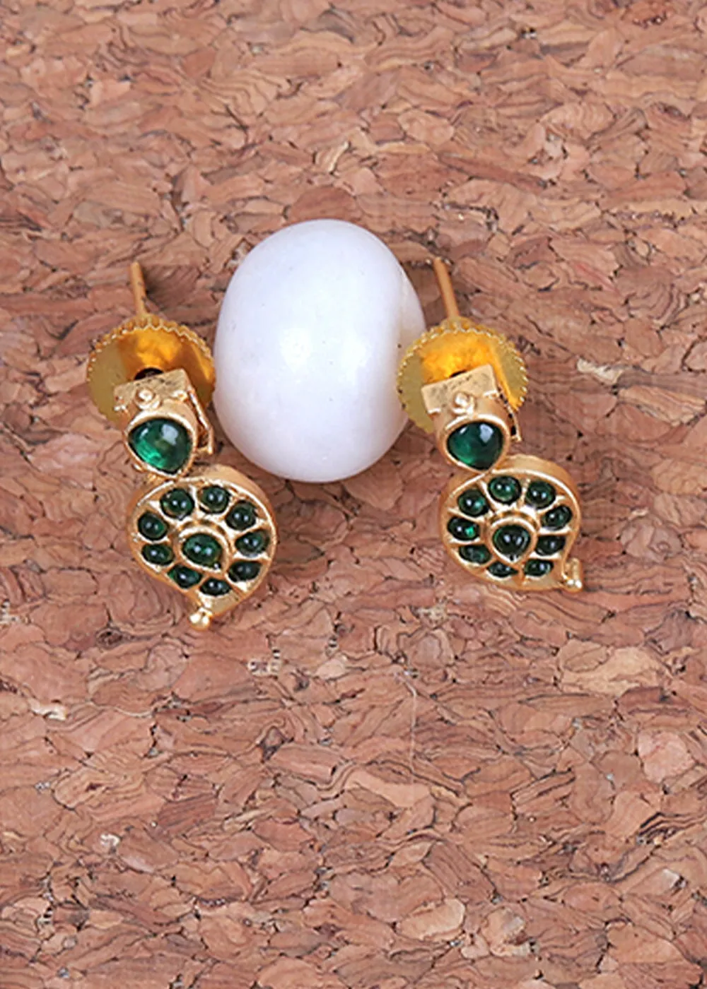 Jade Green Stone Work Necklace Set