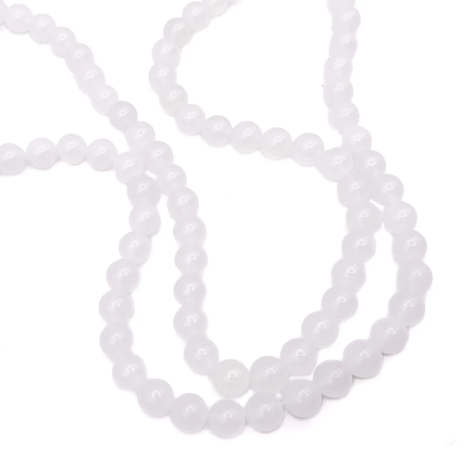 Jade White AAA 9mm Smooth Rounds Bead Strand