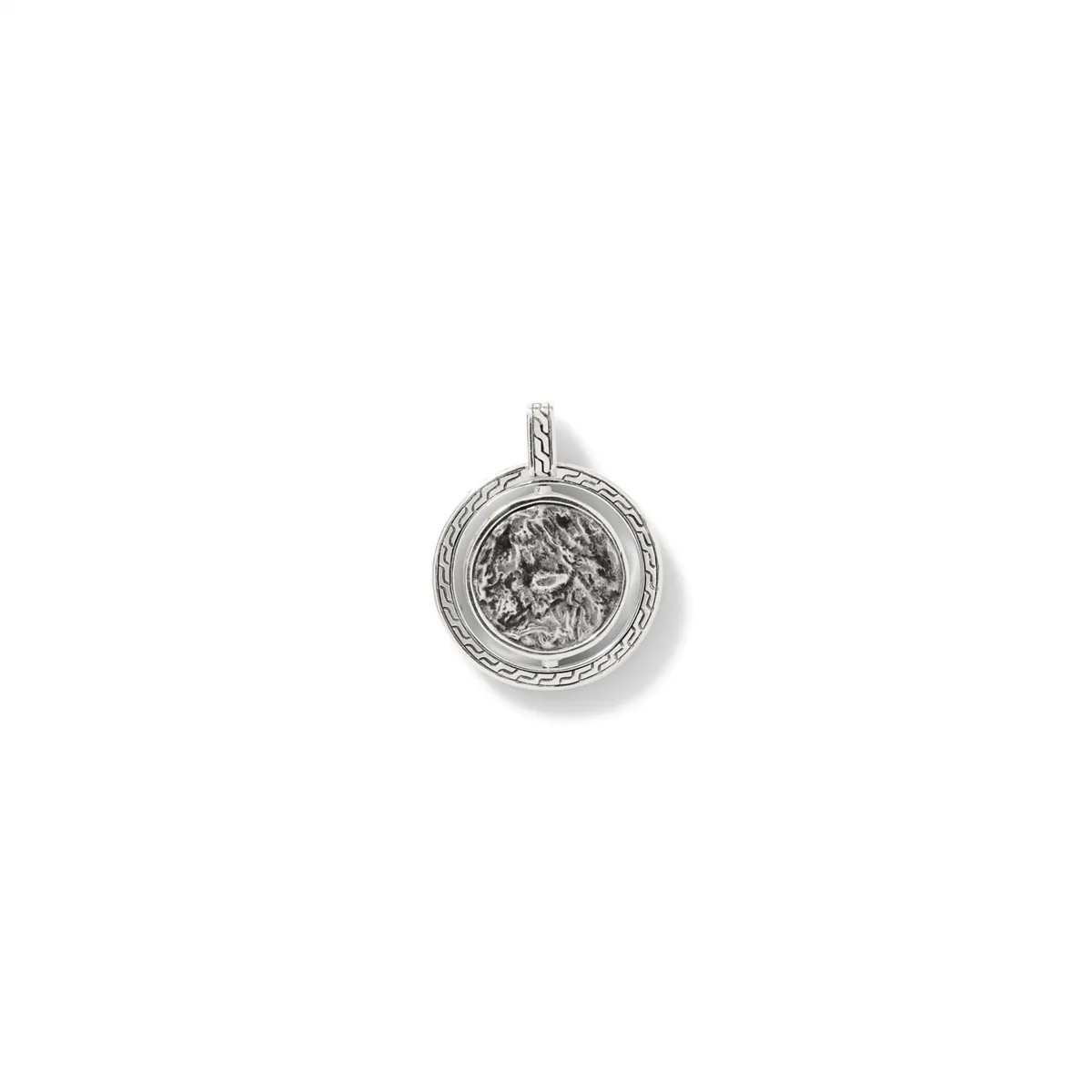 John Hardy Mens Classic Chain Sterling Silver 24mm Round Pendant