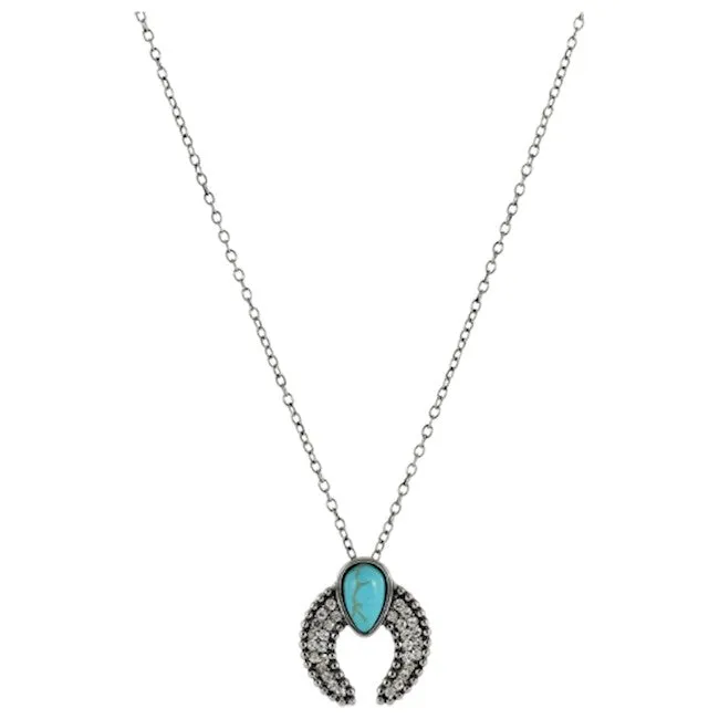 Justin Ladies Naja Rhinestone Silver & Turquoise Necklace 22023NJ1