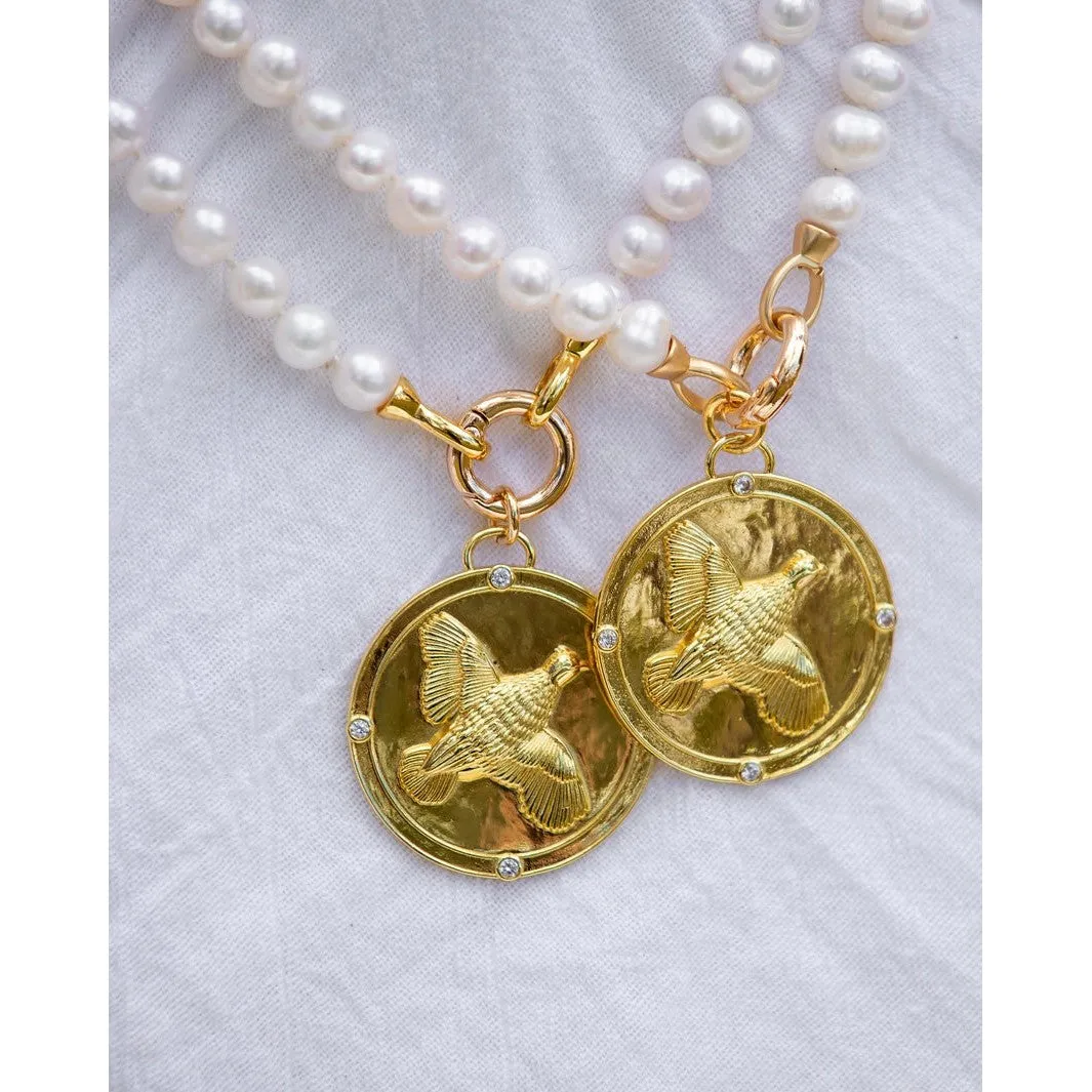 Kevin's Freshwater Pearl Bob White Quail Pendant Necklace