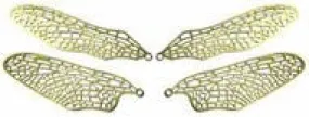 Large Dragonfly Brass Finish Wing Filigree, set/4