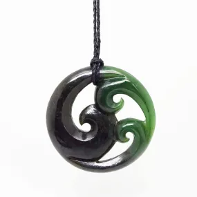 Large Genuine NZ Greenstone Triple Koru Necklace