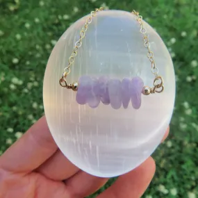 Lavender Purple Jade Necklace w/ Chip Stone Beads | Jade Crystal Jewelry