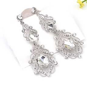 Long Crystal Drop Earrings Vintage  Colors Flower Earrings  Wedding