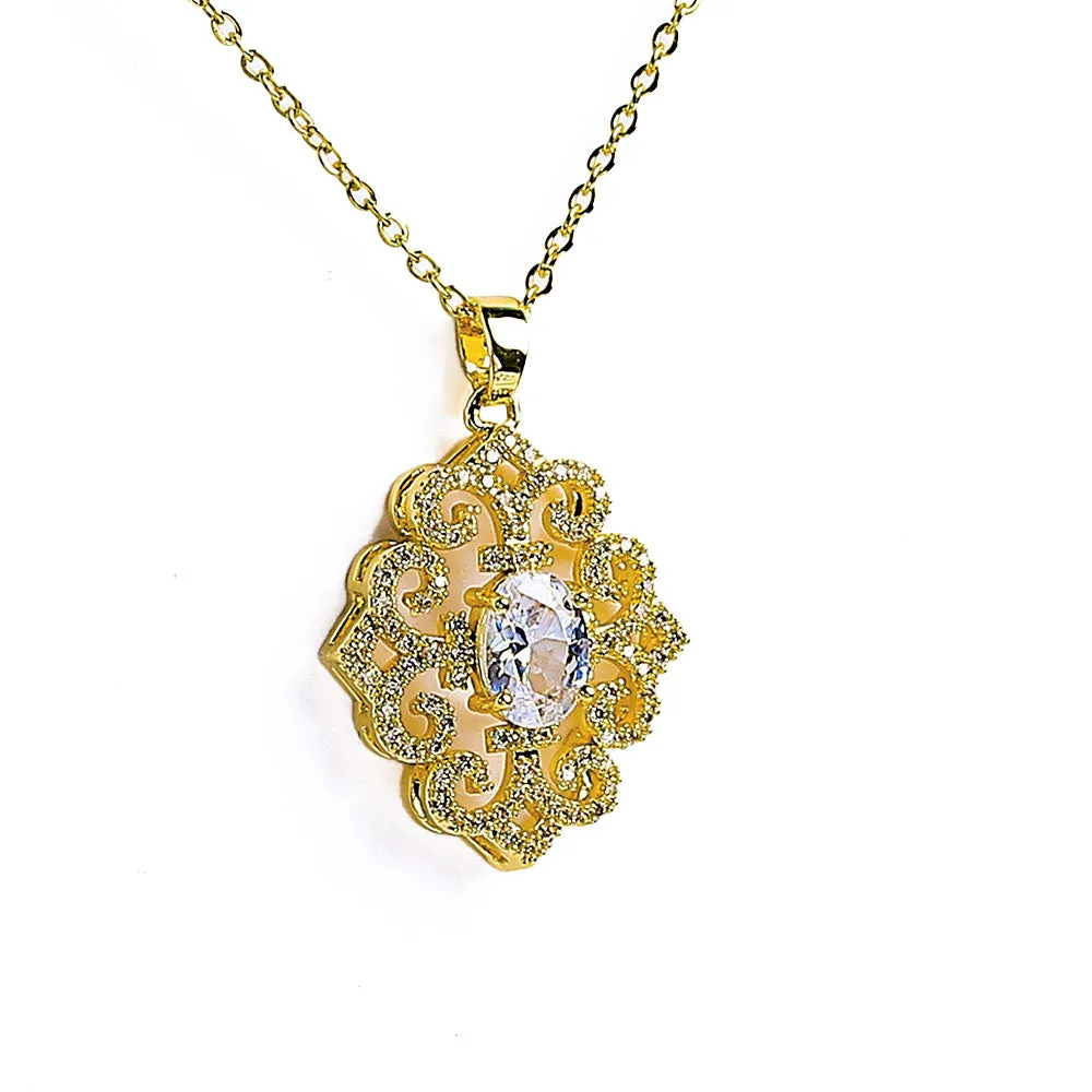 Luxury With Sparkling Zircon Necklace - Fluffy