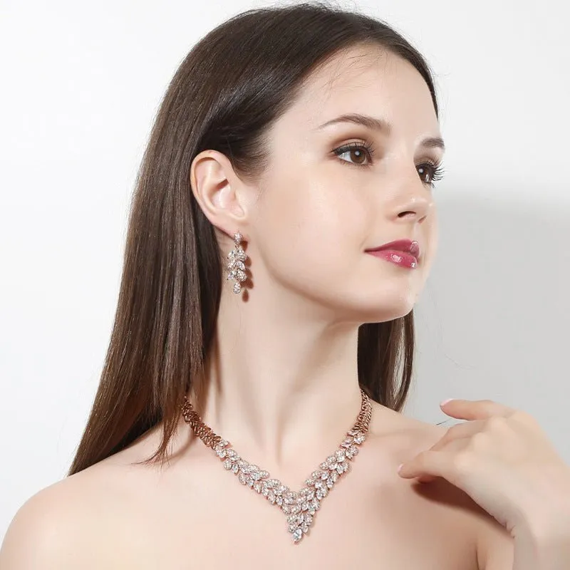 Luxy Moon Party Necklace Cubic Zirconia Wedding Jewelry Sets