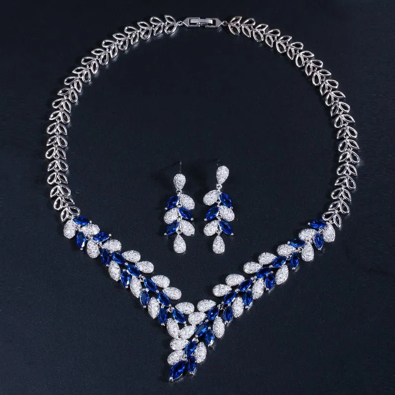 Luxy Moon Party Necklace Cubic Zirconia Wedding Jewelry Sets