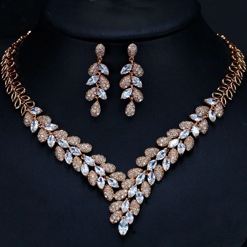 Luxy Moon Party Necklace Cubic Zirconia Wedding Jewelry Sets