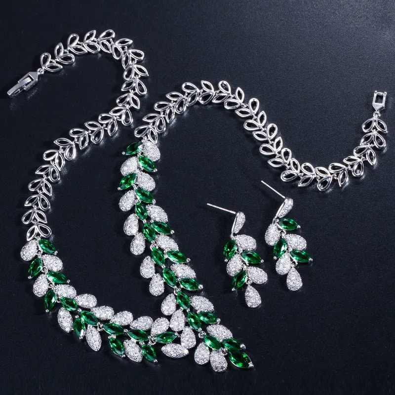 Luxy Moon Party Necklace Cubic Zirconia Wedding Jewelry Sets