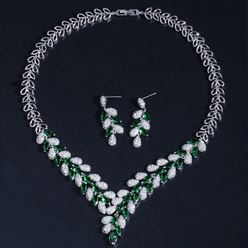 Luxy Moon Party Necklace Cubic Zirconia Wedding Jewelry Sets