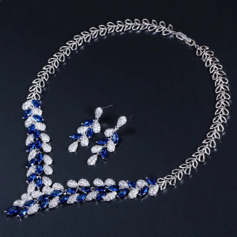 Luxy Moon Party Necklace Cubic Zirconia Wedding Jewelry Sets