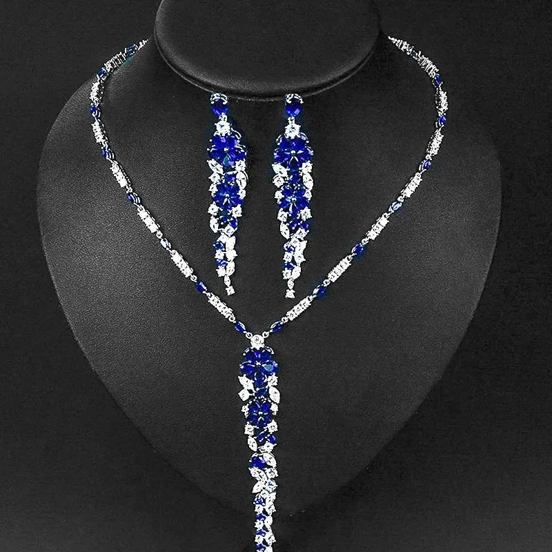 Luxy Moon Silver Chain Cubic Zirconia Wedding Jewelry Sets
