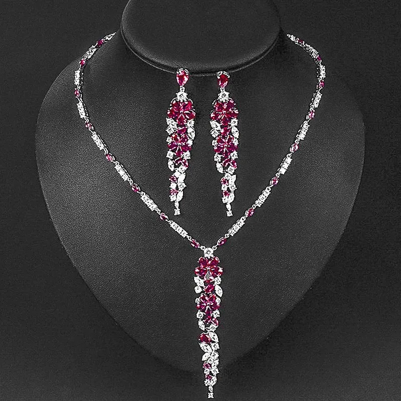 Luxy Moon Silver Chain Cubic Zirconia Wedding Jewelry Sets