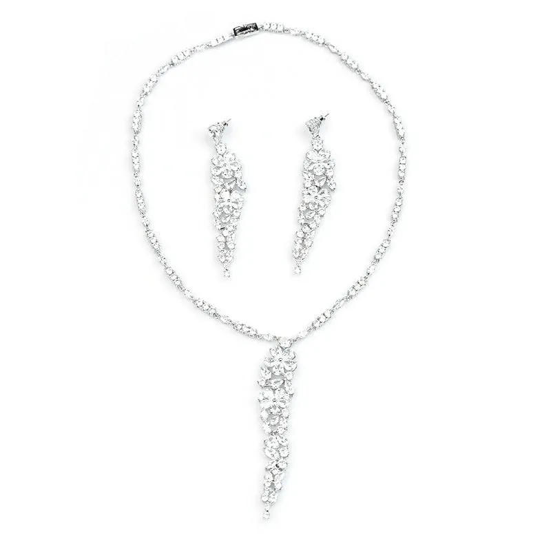 Luxy Moon Silver Chain Cubic Zirconia Wedding Jewelry Sets