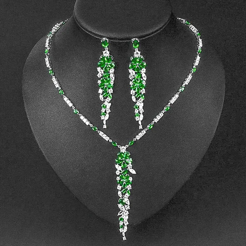 Luxy Moon Silver Chain Cubic Zirconia Wedding Jewelry Sets