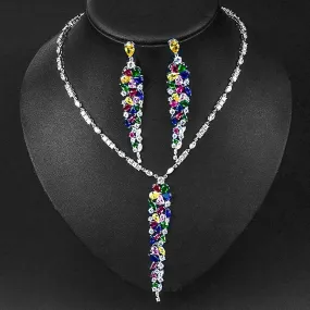Luxy Moon Silver Chain Cubic Zirconia Wedding Jewelry Sets