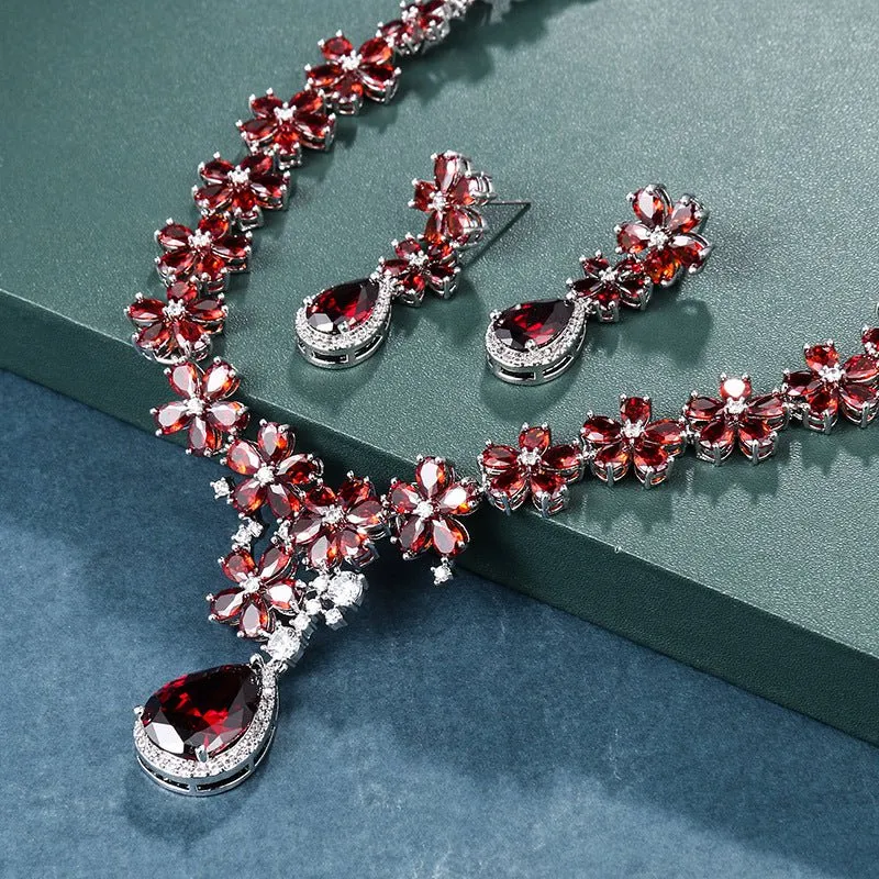 Luxy Moon Water Drop Cubic Zirconia Wedding Jewelry Sets