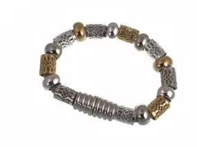 Mesh Bracelet with Filigree Tubes Beads and Magnetic Clasp