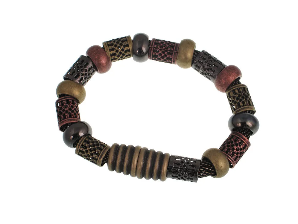 Mesh Bracelet with Filigree Tubes Beads and Magnetic Clasp
