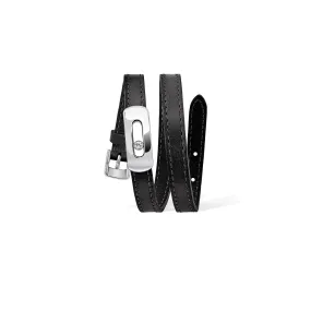 MESSIKA, MY MOVE LEATHER BRACELET, BLACK, WHITE GOLD