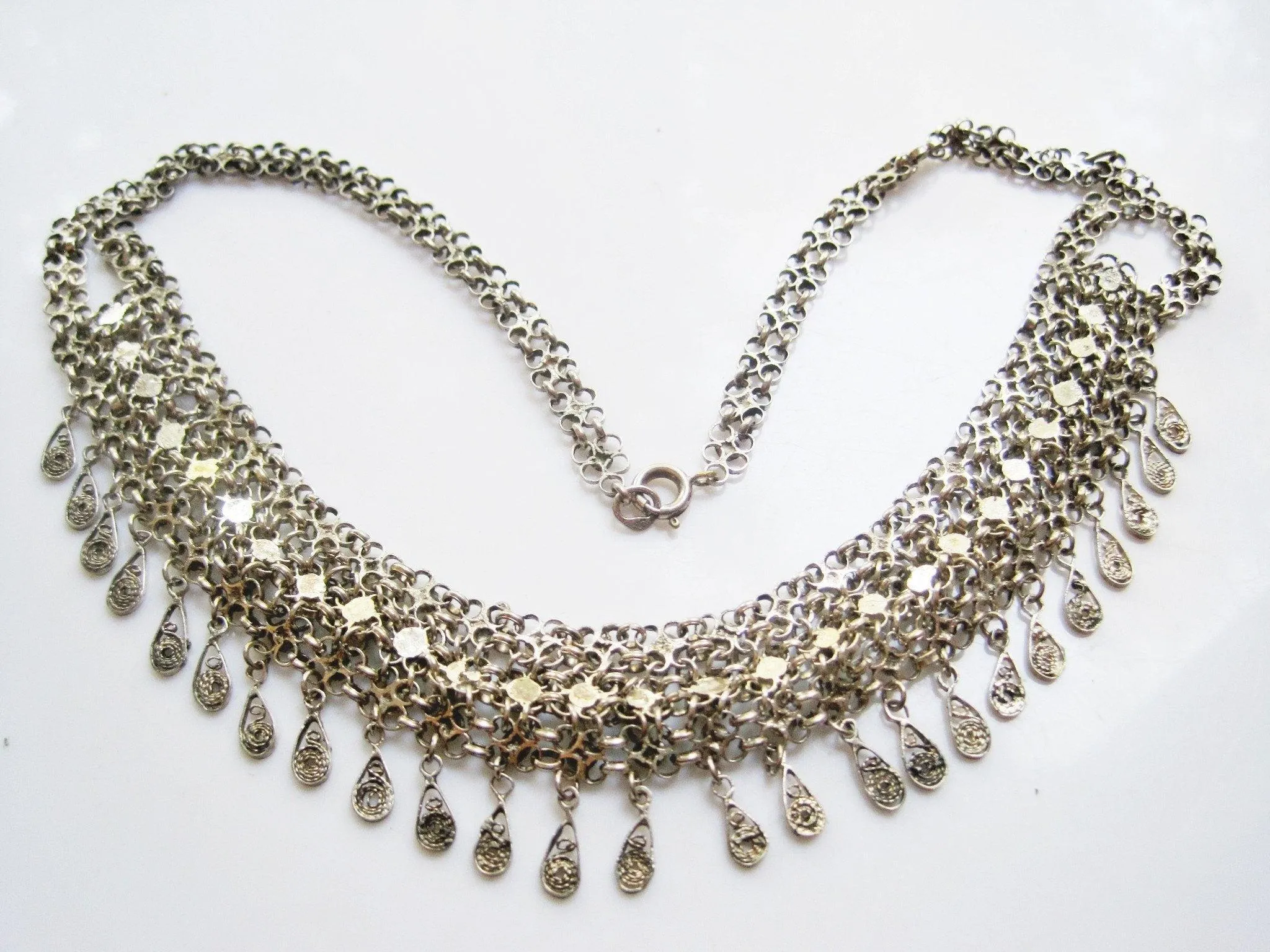 Middle East Silver and Turquoise Filigree Necklace