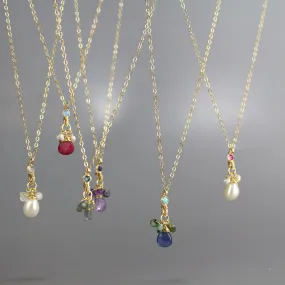 Minimalist Gemstone Drop Necklace