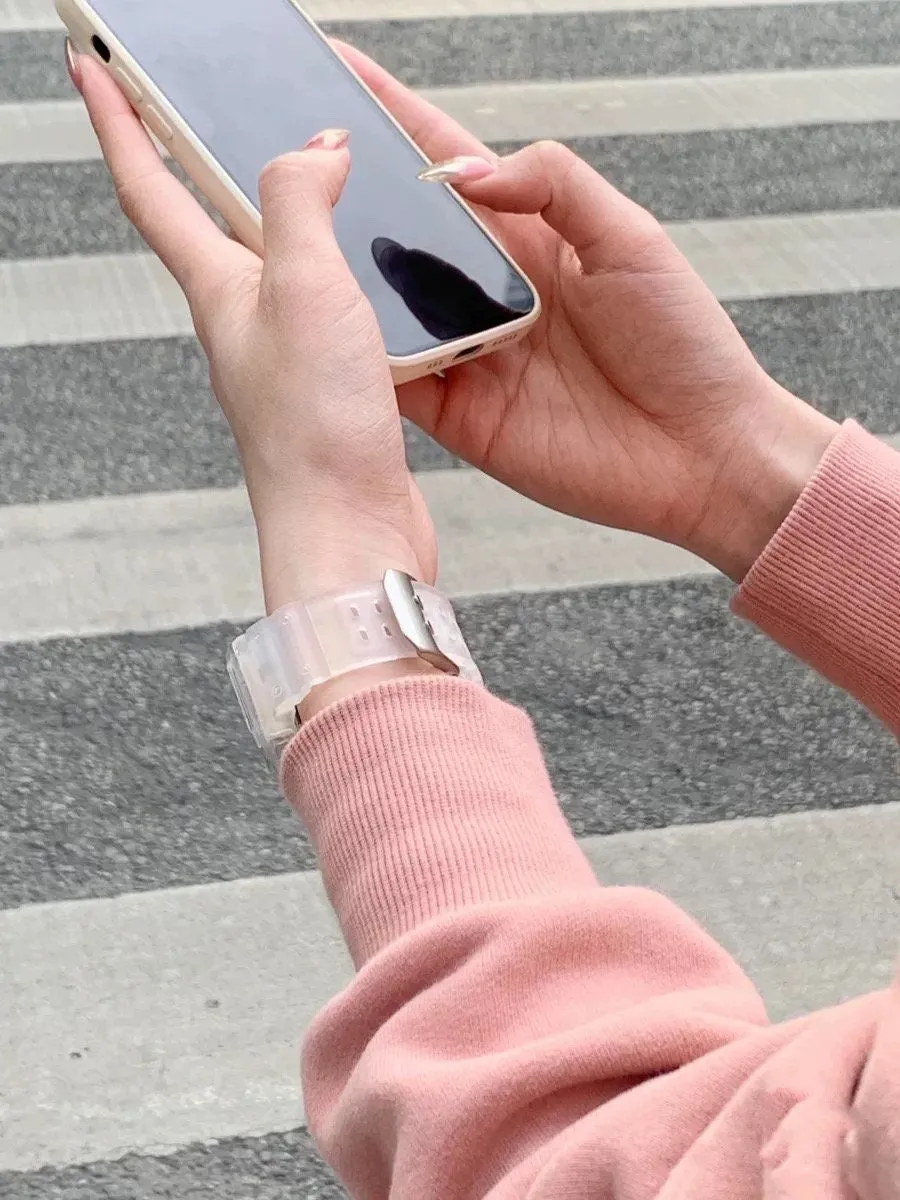 Minimalist Unisex Sports Clear Strap Watch Band Series 12 3 4 5 6 7 8 9 Ultra Generation 38mm 40mm 41mm 42mm 44mm 45mm 49mm   iWatch Case