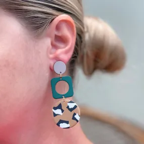 Mod Leopard Clay Dangle Earrings