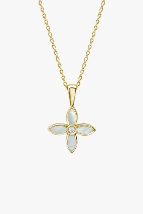 Mother of Pearl Clover Necklace 18k Gold Plated Clover EOL Necklace