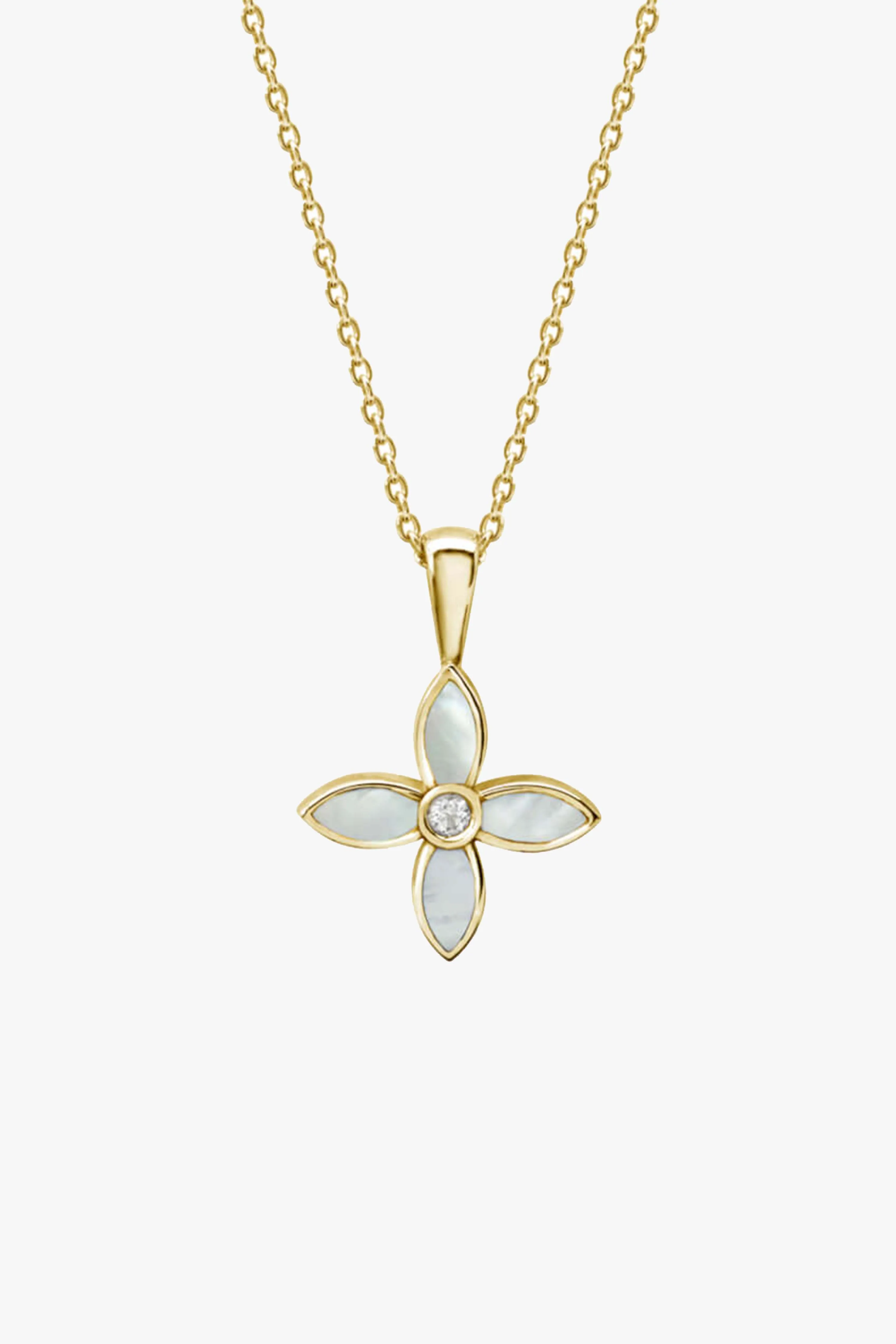 Mother of Pearl Clover Necklace 18k Gold Plated Clover EOL Necklace