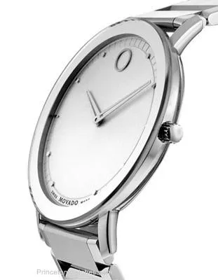 Movado Mens Sapphire Dress Watch - Stainless Steel Case – Silver Soleil Dial