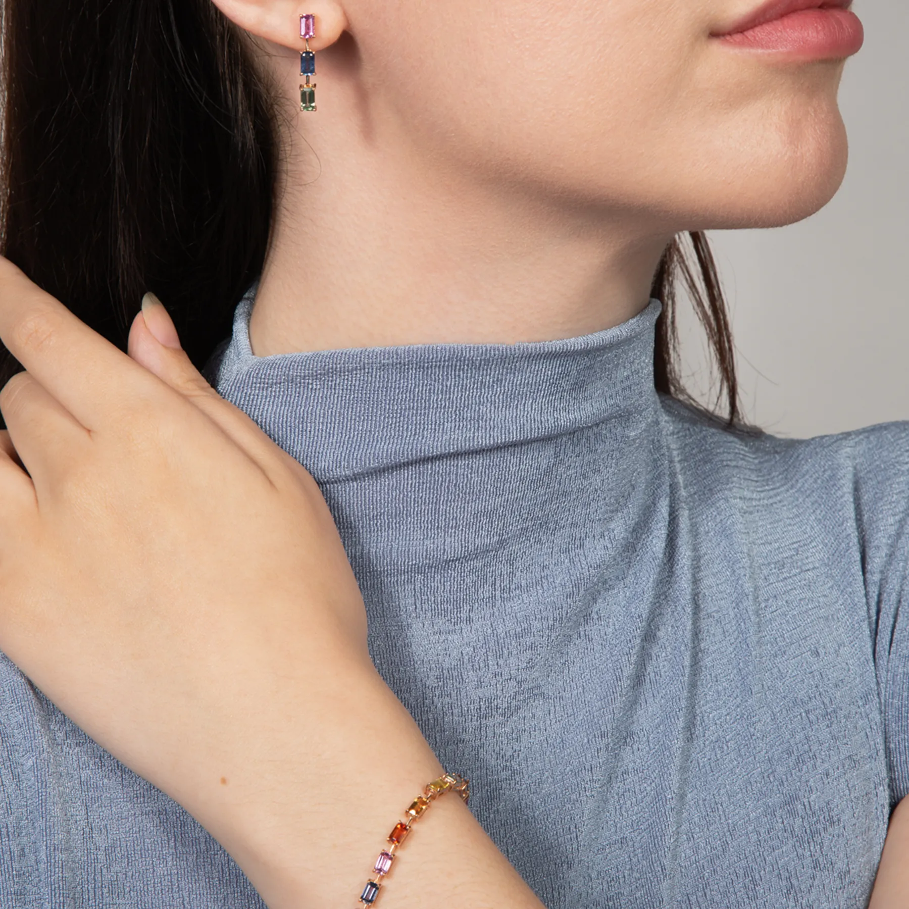 Multi Colour Arcobaleno Sapphire Bracelet- 18 Karat Gold