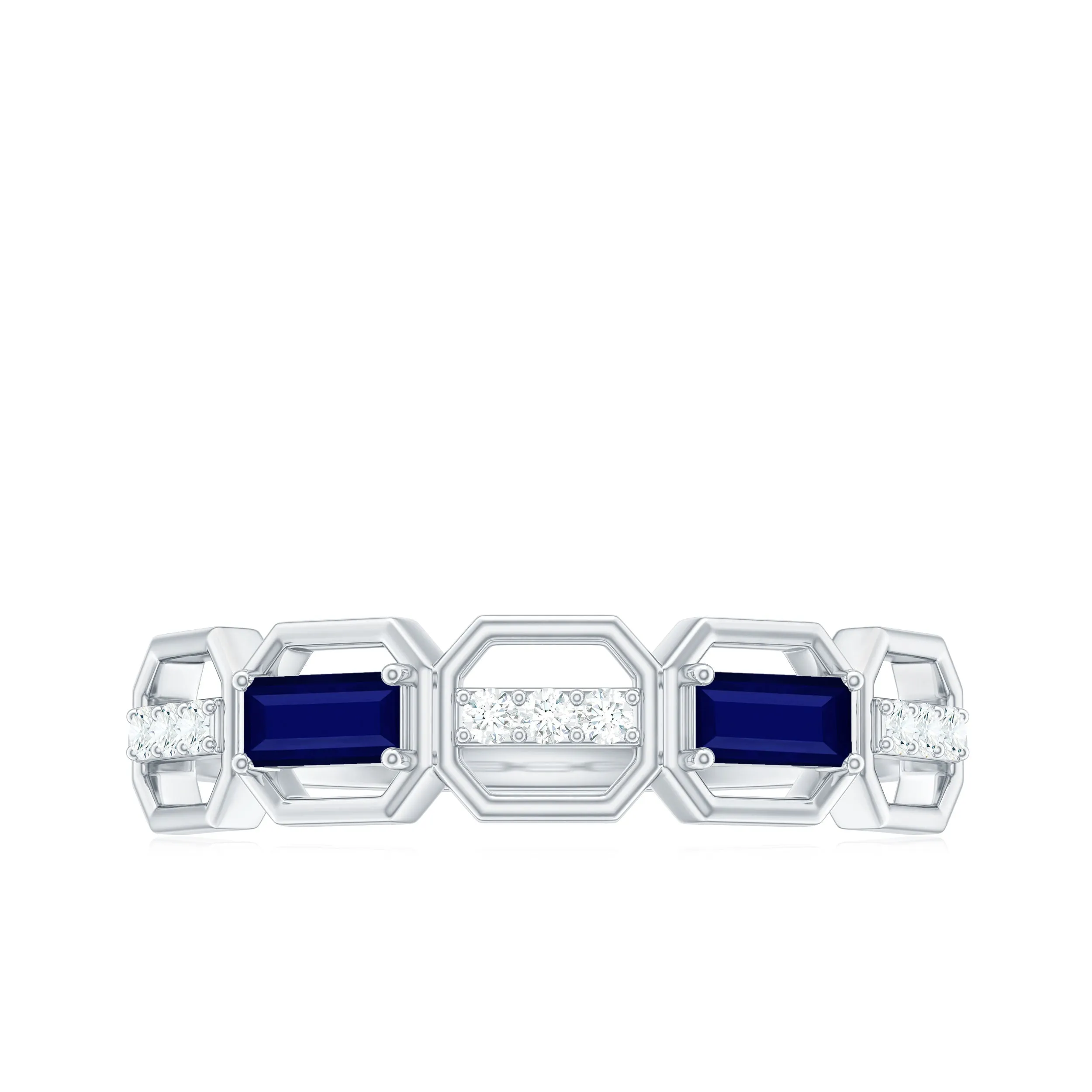 Natural Blue Sapphire and Diamond Eternity Wedding Ring