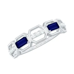 Natural Blue Sapphire and Diamond Eternity Wedding Ring