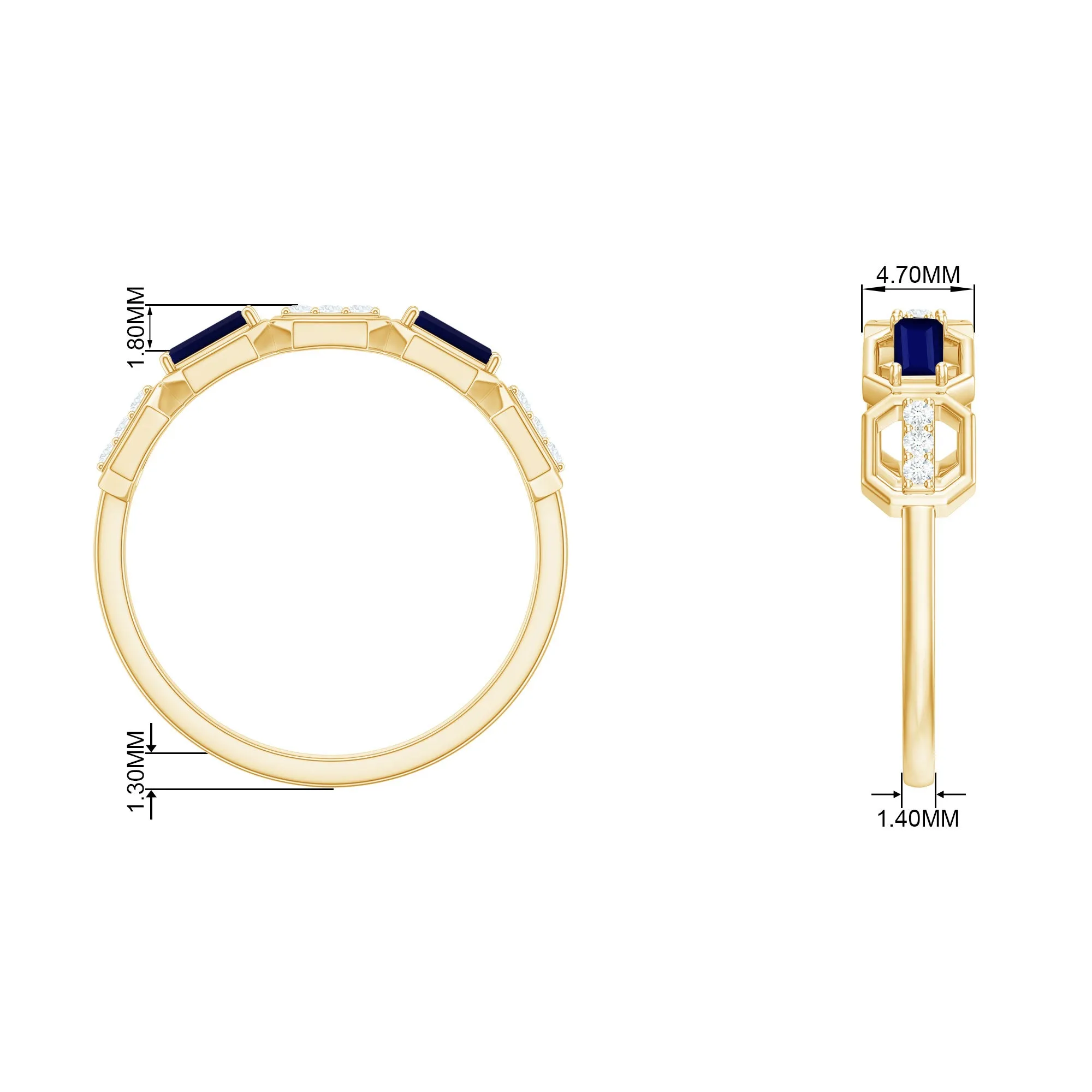 Natural Blue Sapphire and Diamond Eternity Wedding Ring