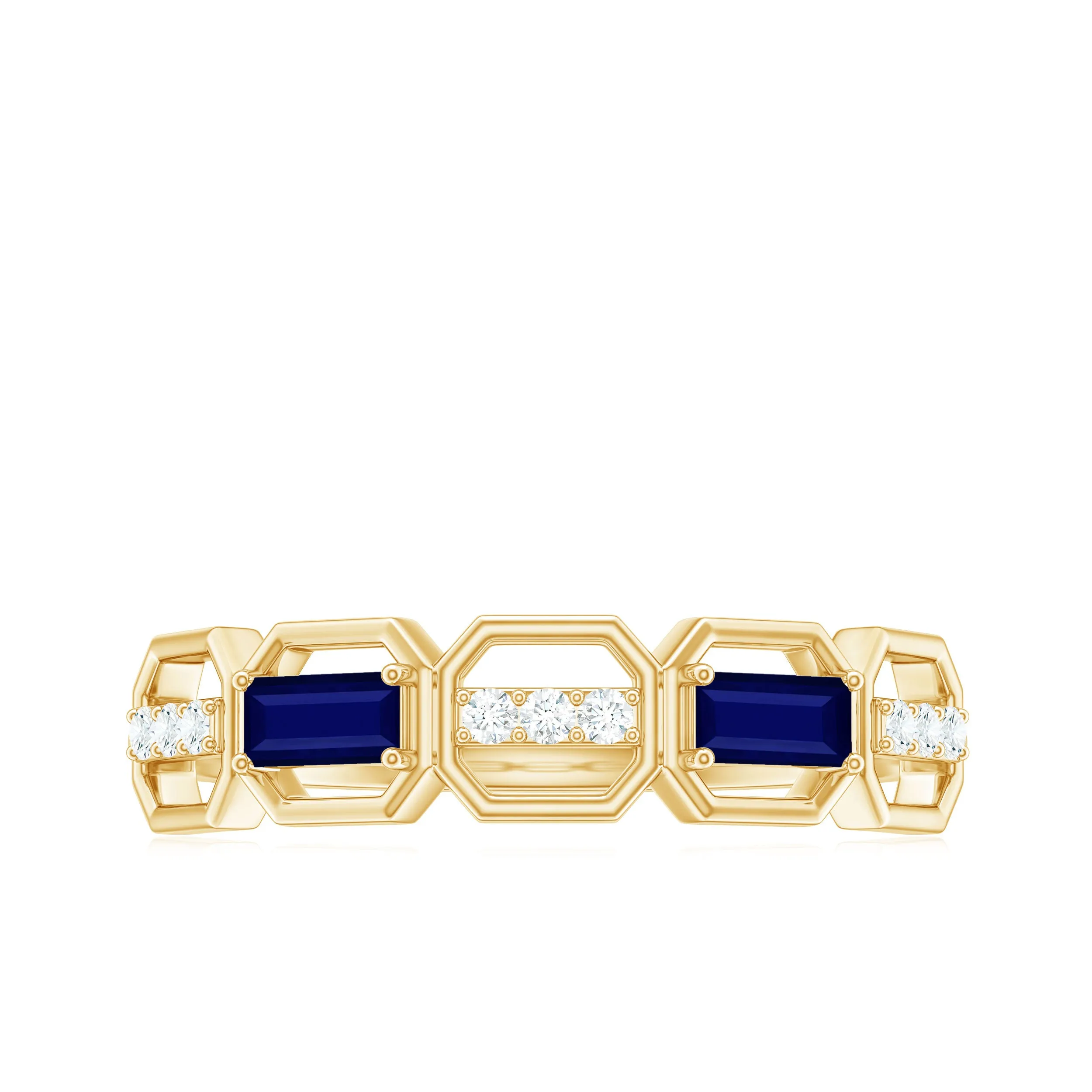 Natural Blue Sapphire and Diamond Eternity Wedding Ring