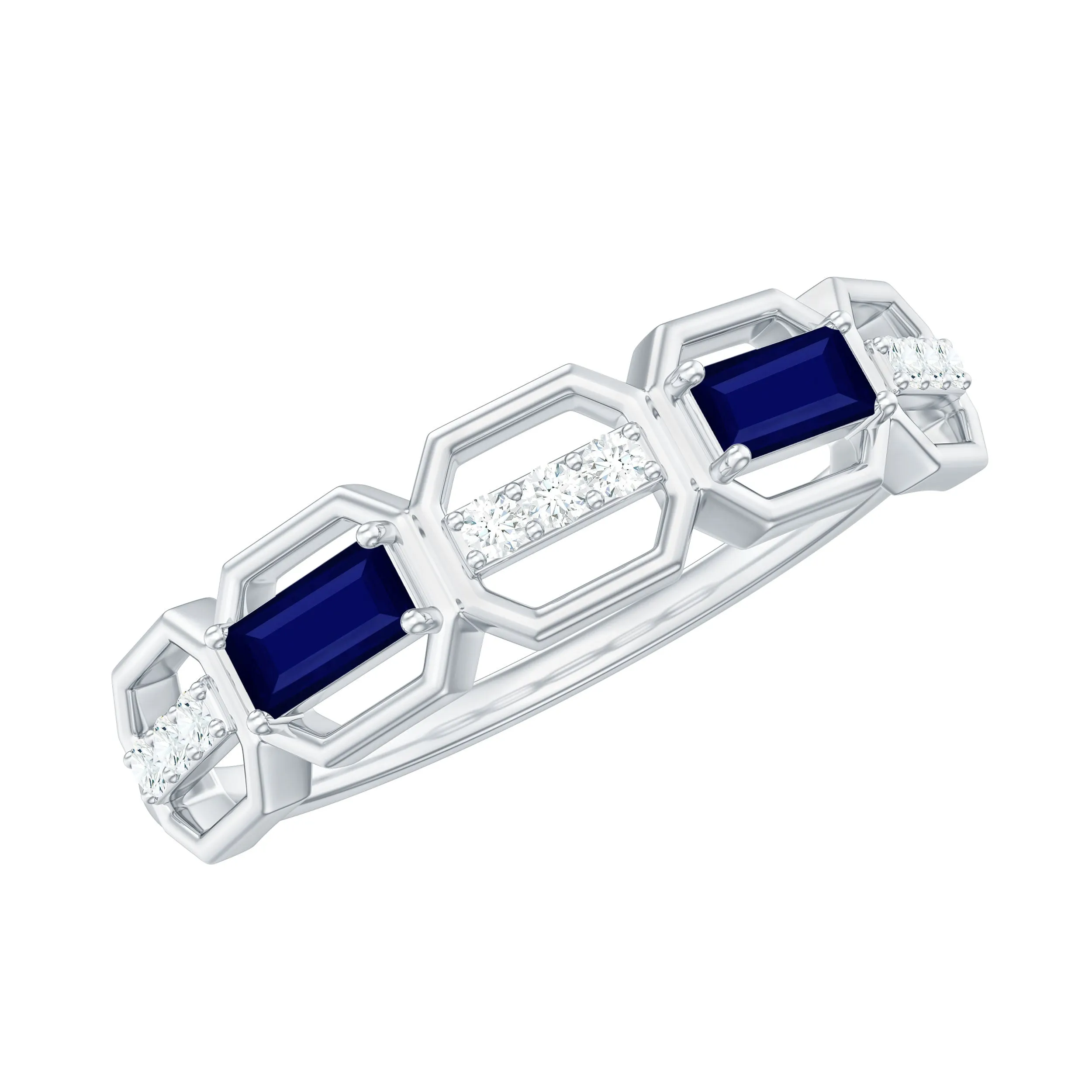 Natural Blue Sapphire and Diamond Eternity Wedding Ring