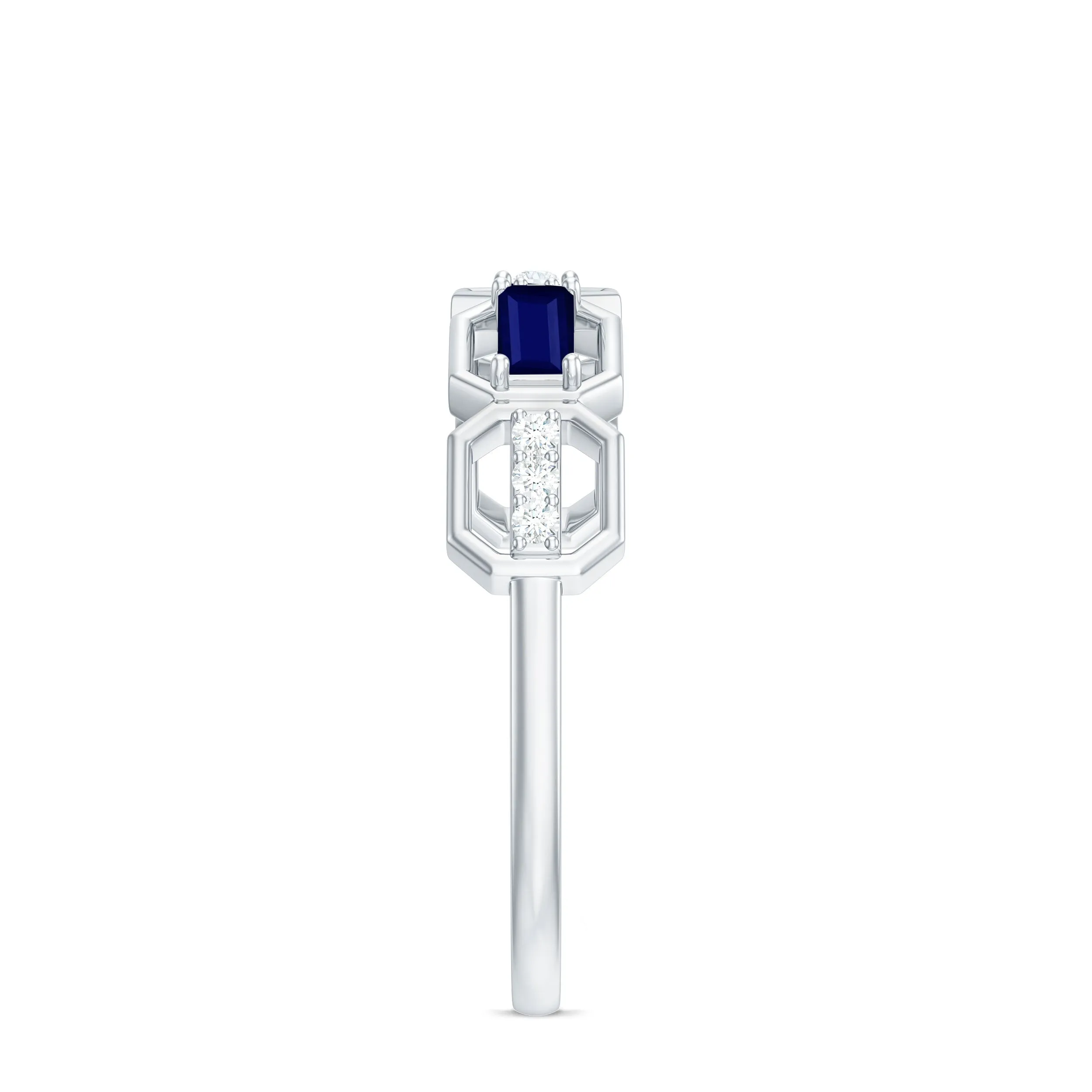 Natural Blue Sapphire and Diamond Eternity Wedding Ring