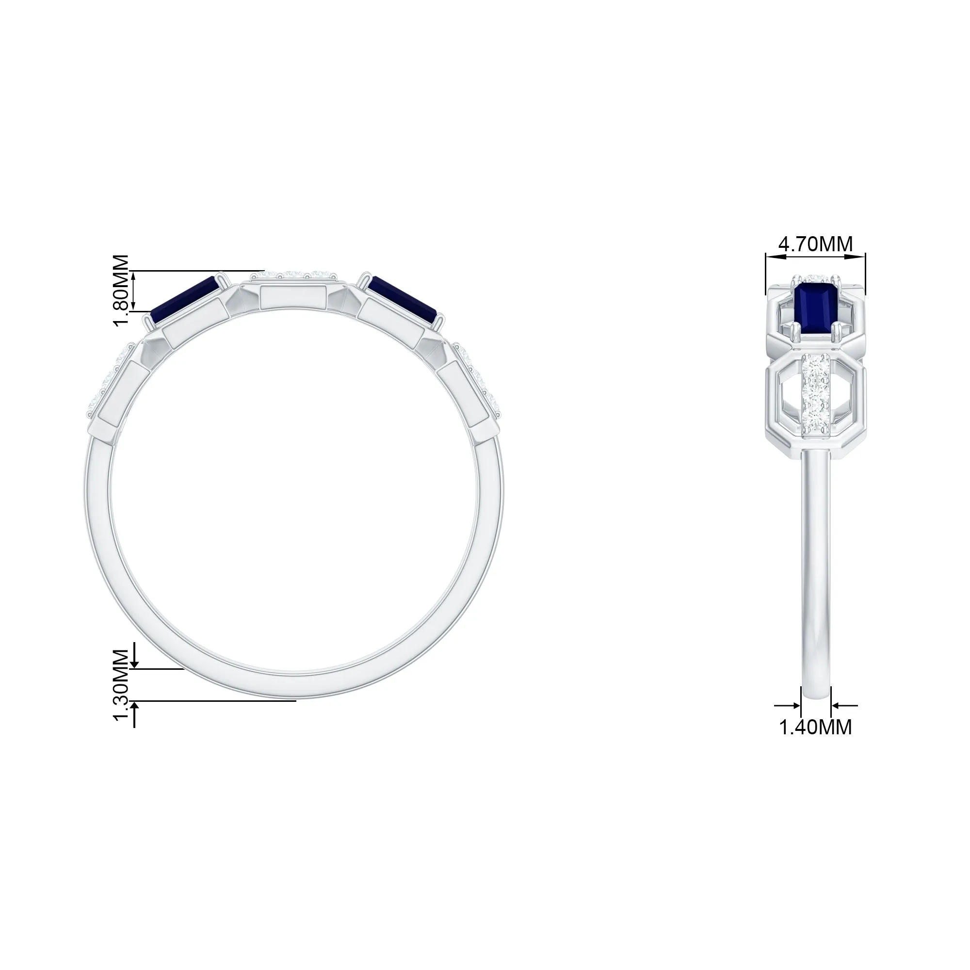 Natural Blue Sapphire and Diamond Eternity Wedding Ring