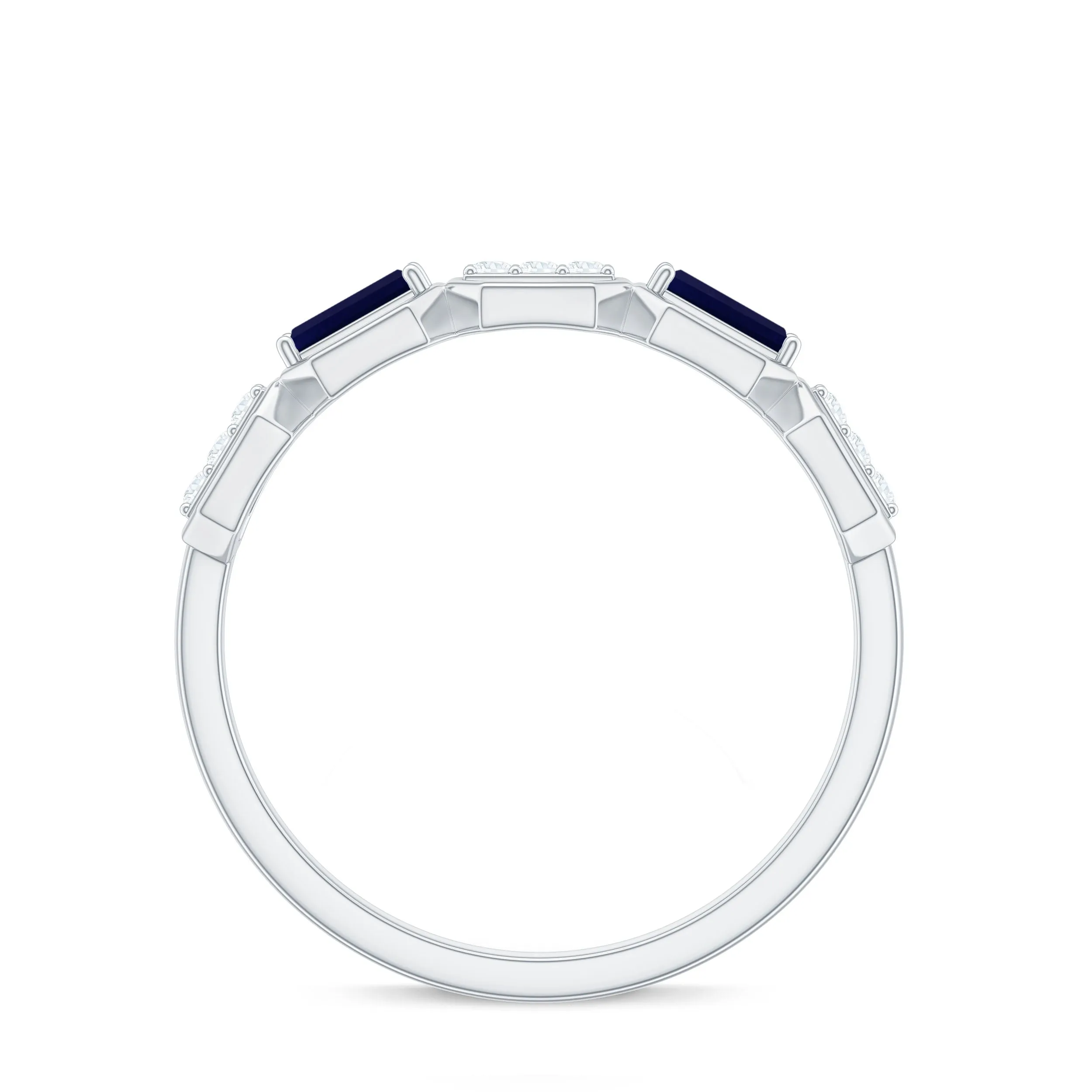 Natural Blue Sapphire and Diamond Eternity Wedding Ring