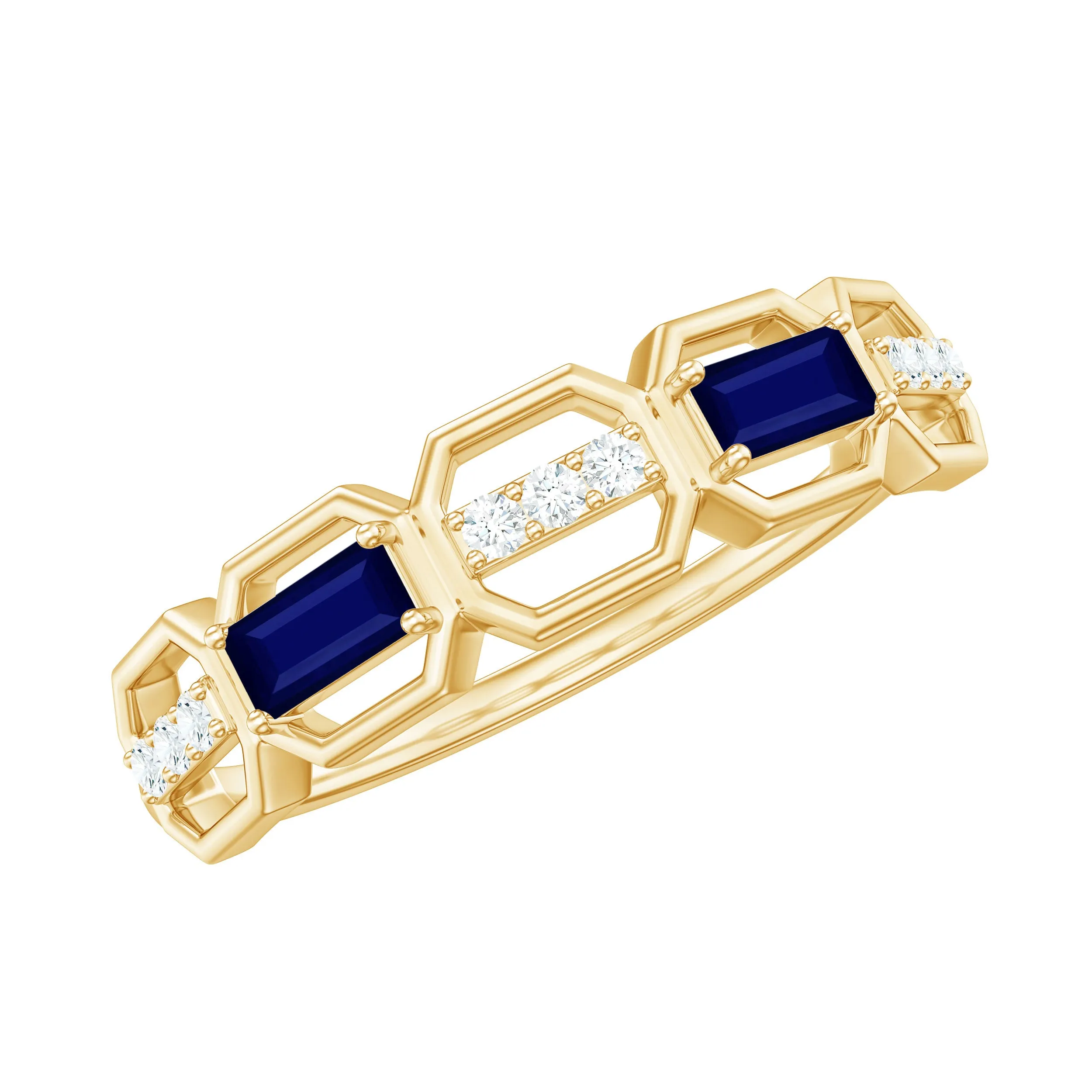 Natural Blue Sapphire and Diamond Eternity Wedding Ring