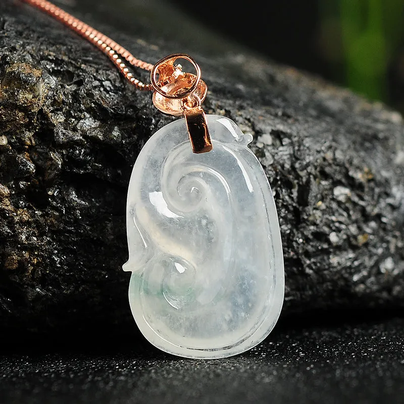 Natural Jade Pendant Jadeite Ruyi Gold Pendant PT94