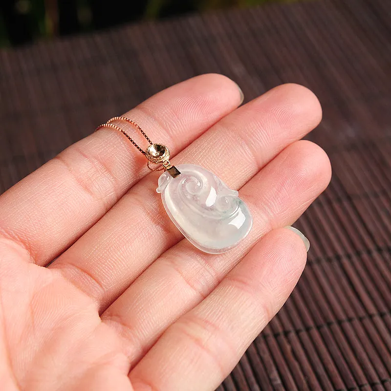 Natural Jade Pendant Jadeite Ruyi Gold Pendant PT94