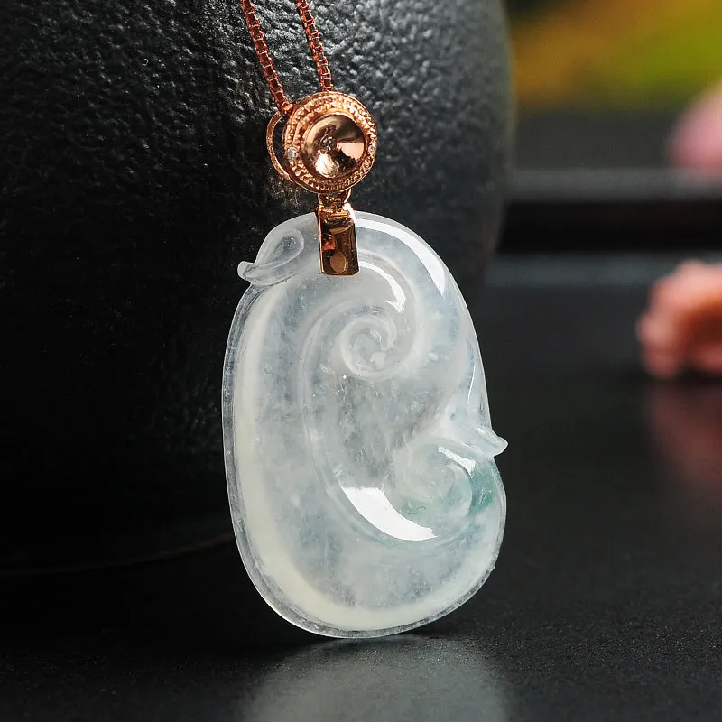 Natural Jade Pendant Jadeite Ruyi Gold Pendant PT94