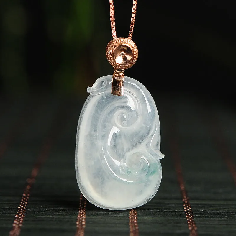 Natural Jade Pendant Jadeite Ruyi Gold Pendant PT94