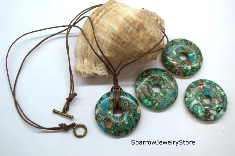 Natural malachite turquoise pendant Malachite donut pendant necklace Turquoise malachite jewelry Gemstone jewelry Handmade gift for her