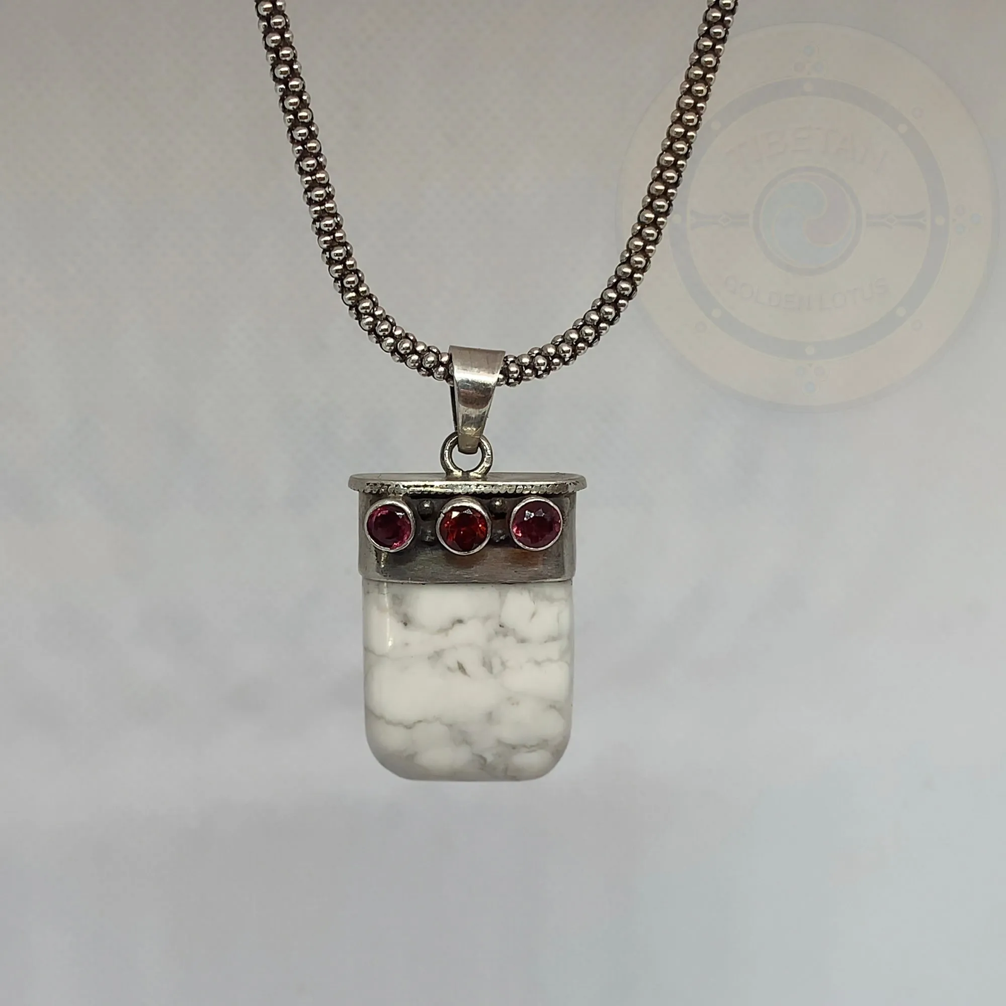 Natural White Buffalo Agate Pendant Necklace