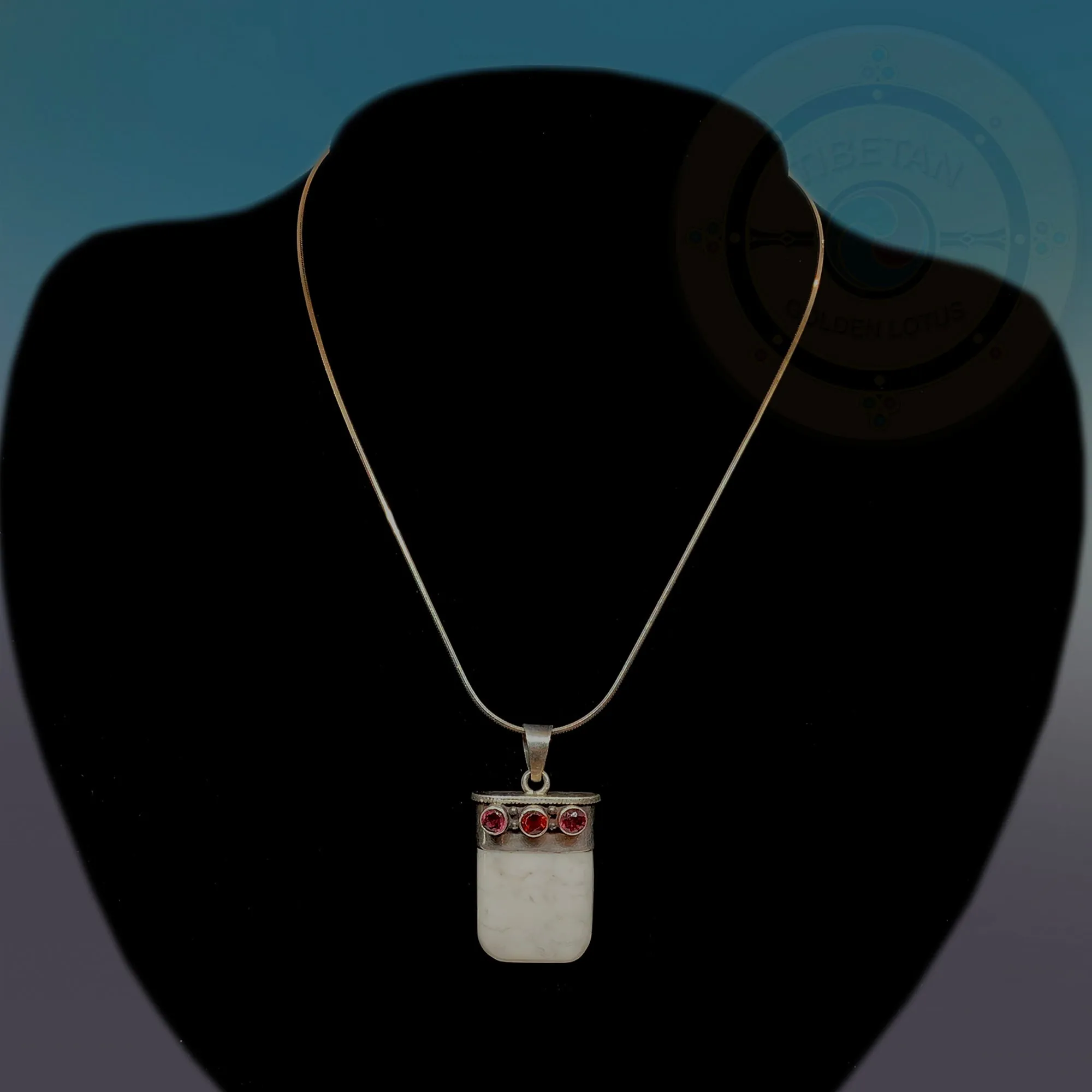 Natural White Buffalo Agate Pendant Necklace