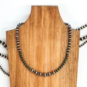 Navajo | Navajo Handmade Sterling Silver 6-7mm Navajo Pearl Necklace with Turquoise Spacers